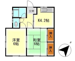 胡麻田アパートI【2階】の間取り