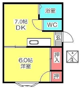 アートイン バイオレットハウス【1階】の間取り