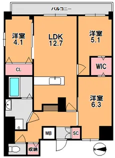 LA RIVIERE OKAMOTO II【5階】の間取り