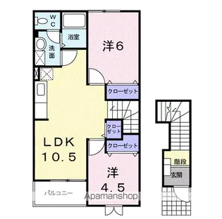 ハーベストB棟【2階】の間取り
