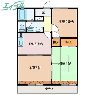 クローバーハイツ中川【1階】の間取り