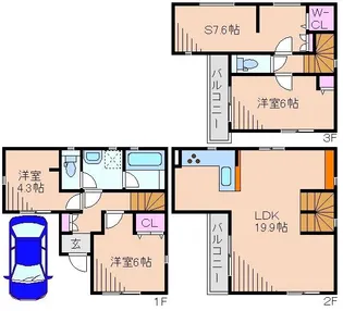 神奈川県横浜市港北区大倉山6【一戸建】の間取り
