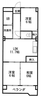 エスポワール鳩岡【3階】の間取り