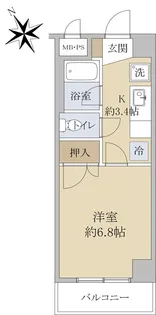 ダイアパレスリバーサイド八幡【5階】の間取り