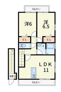 2LDKの間取り画像