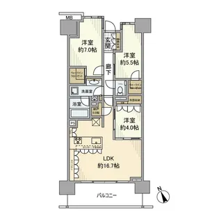 アトラス加賀【11階】の間取り
