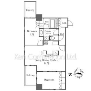 スカイグランデ汐留【2階】の間取り