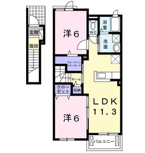 千葉県旭市西足洗【アパート】の間取り
