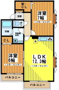 東京都狛江市西野川1【アパート】の間取り