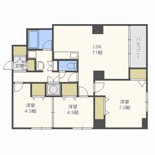レーベン野幌【6階】の間取り