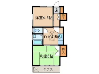 バ-ドハイツ【1階】の間取り