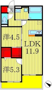 ウエストレジデンス【2階】の間取り