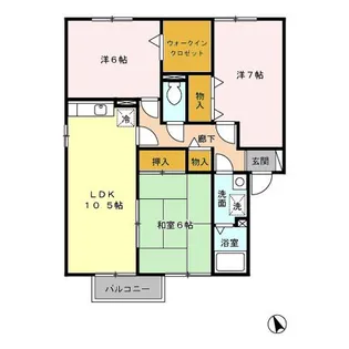 ヴィルヌーブ 壱番館・弐番館【1階】の間取り