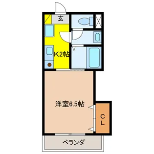 リズスクエア 中棟 オートロック【2階】の間取り