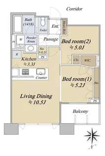 シティタワー武蔵小杉【8階】の間取り