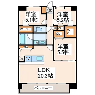 LIBTH原水【8階】の間取り