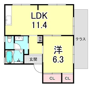 ディアス塩屋山手A【1階】の間取り