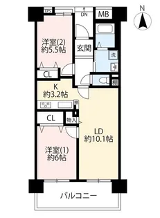 URフレール西新井第一【6階】の間取り