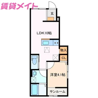 ベレッツァ鈴鹿B棟【1階】の間取り