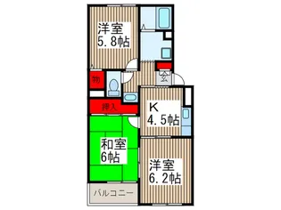 クリスタル岩槻【3階】の間取り