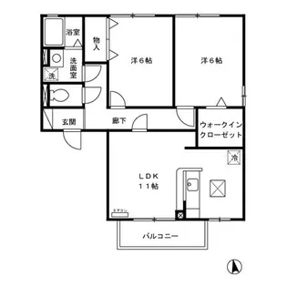 ウィルモアガーデン B【1階】の間取り