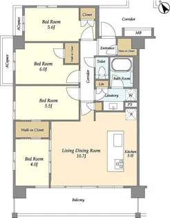 神奈川県横浜市青葉区千草台【マンション】の間取り