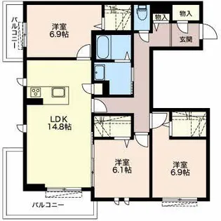 シェ・ブラウゼ北村【3階】の間取り