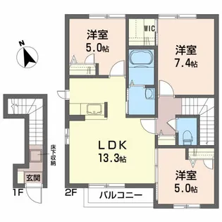 グリスィーヌA【2階】の間取り