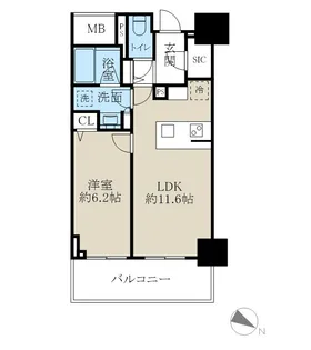 ロイヤルパークスER万代【4階】の間取り