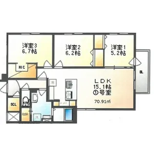 ラヴィベール平岸【4階】の間取り