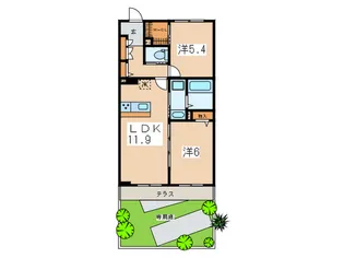 コートヤードIレジデンス【1階】の間取り