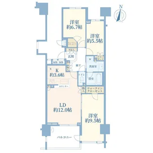 東京テラスAE棟【12階】の間取り