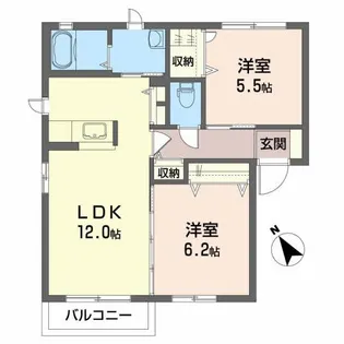 オレンジヒルズ B【1階】の間取り