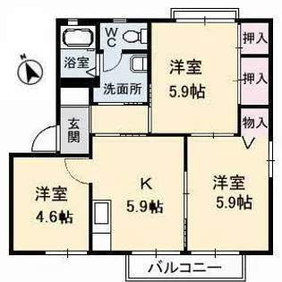 ディアスまさごB棟【2階】の間取り