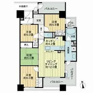 サーパス藤崎宮参道【4階】の間取り