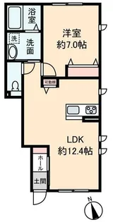 カレント シャンブルA【1階】の間取り