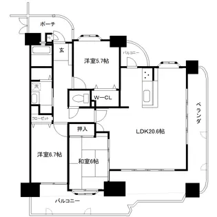 シティライフ西原【6階】の間取り