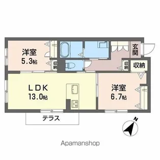 シャーメゾングレース堀止【1階】の間取り