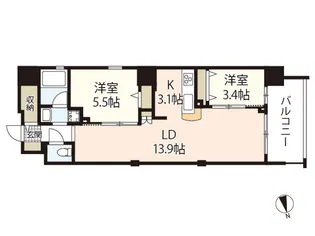 リベラーレ光町【8階】の間取り