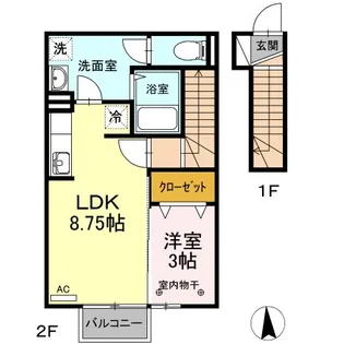 カエツリアルフィールドDーroom B【2階】の間取り