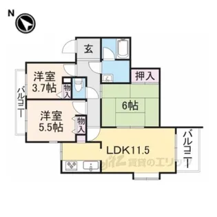 パーク・ノヴァあやめ池【3階】の間取り