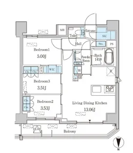 JP noie 西蒲田【13階】の間取り