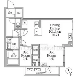 2LDKの間取り画像