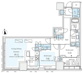 東京都千代田区三番町【マンション】の間取り