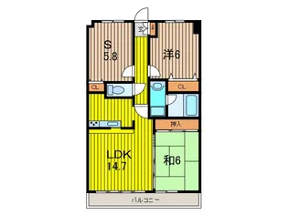 ロイヤルメドゥ北戸田【6階】の間取り