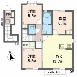 そらりすの庄D【2階】の間取り