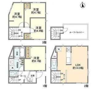 東京都足立区本木西町【一戸建】の間取り