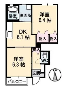 ピュアズ A棟【1階】の間取り