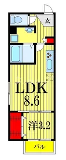 ジェンティーレ・トリヤマV【3階】の間取り