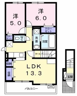 サン・ウエスト I【2階】の間取り